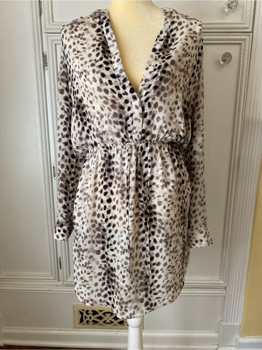Apt. 9 Cream and Brown Leopard Print Mini Dress